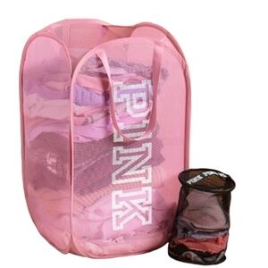PINK VICTORIA’S SECRET MESH POP UP LAUNDRY BASKET & INTIMATE BAG